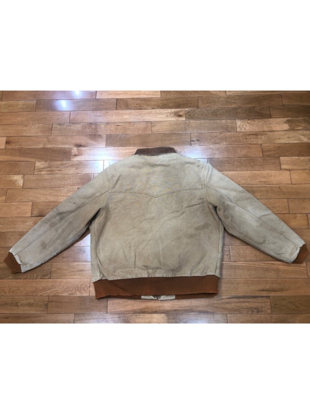 VTG Carhartt J13 Made USA Brown Duck Canvas Jacket Red Quilt Lined Size XL - Picture 12 of 14